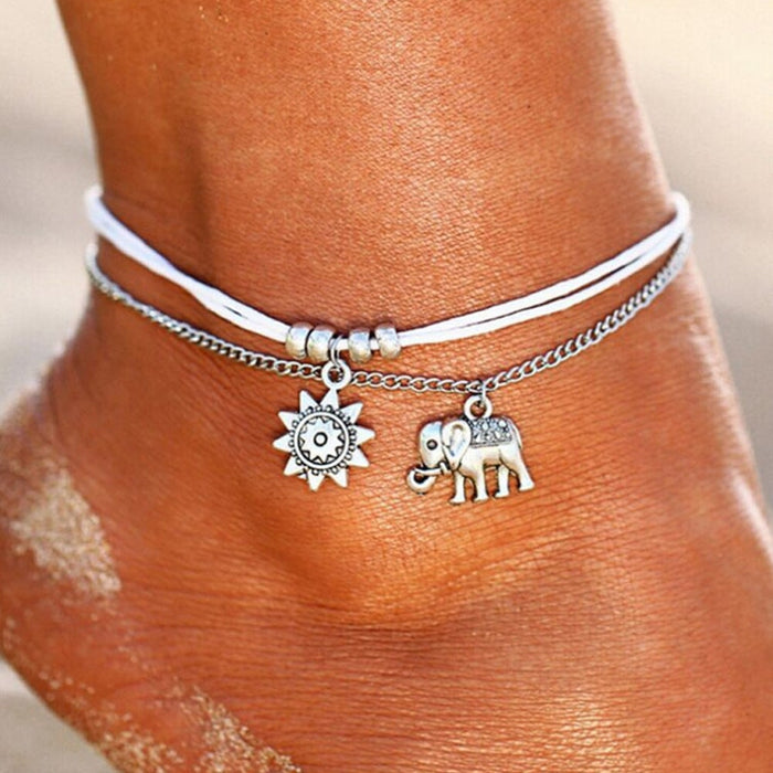 Wholesale Sun Elephant Electroplated Alloy Beach Anklet JDC-AS-YeB008 anklets 烨贝 AF069 Wholesale Jewelry JoyasDeChina Joyas De China