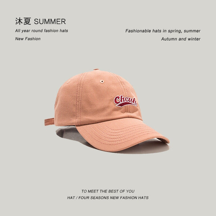 Wholesale sun hat cotton embroidered baseball hat for couples JDC-FH-Muxia009 Fashionhat 沐夏 chcuc-orange pink adjustable Wholesale Jewelry JoyasDeChina Joyas De China