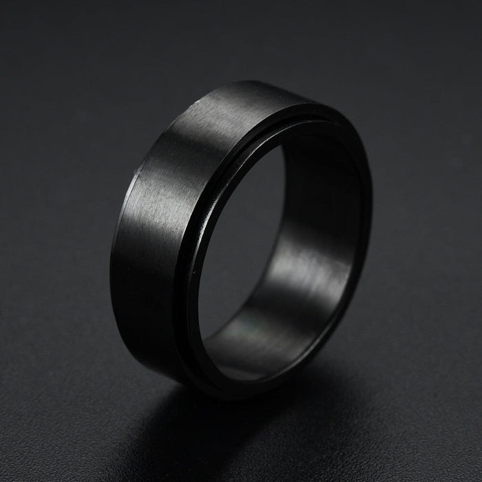 Wholesale Sun Star Moon Trick Cat rotatable stainless steel ring JDC-RS-ts095 Rings 腾穗 8MM all black matte No. 6 Wholesale Jewelry JoyasDeChina Joyas De China