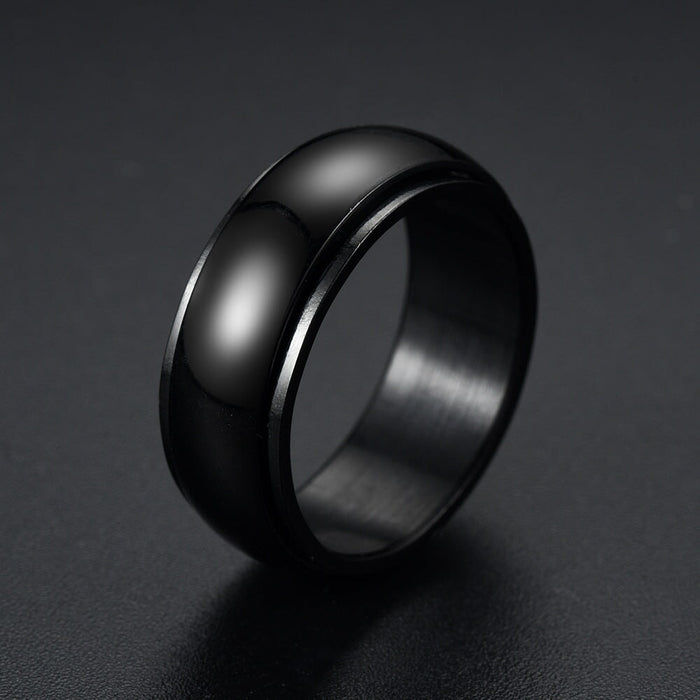 Wholesale Sun Star Moon Trick Cat rotatable stainless steel ring JDC-RS-ts095 Rings 腾穗 8MM circular black No. 6 Wholesale Jewelry JoyasDeChina Joyas De China