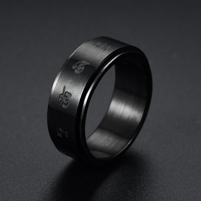 Wholesale Sun Star Moon Trick Cat rotatable stainless steel ring JDC-RS-ts095 Rings 腾穗 Mm six-character mantra No. 6 Wholesale Jewelry JoyasDeChina Joyas De China