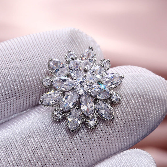 Wholesale Sunflower Double Zircon Stud Earrings JDC-ES-Caos002 Earrings 曹适 3 Wholesale Jewelry JoyasDeChina Joyas De China