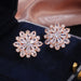 Wholesale Sunflower Double Zircon Stud Earrings JDC-ES-Caos002 Earrings 曹适 Wholesale Jewelry JoyasDeChina Joyas De China