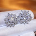 Wholesale Sunflower Double Zircon Stud Earrings JDC-ES-Caos002 Earrings 曹适 Wholesale Jewelry JoyasDeChina Joyas De China