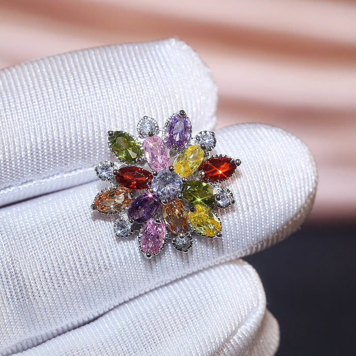 Wholesale Sunflower Double Zircon Stud Earrings JDC-ES-Caos002 Earrings 曹适 Wholesale Jewelry JoyasDeChina Joyas De China