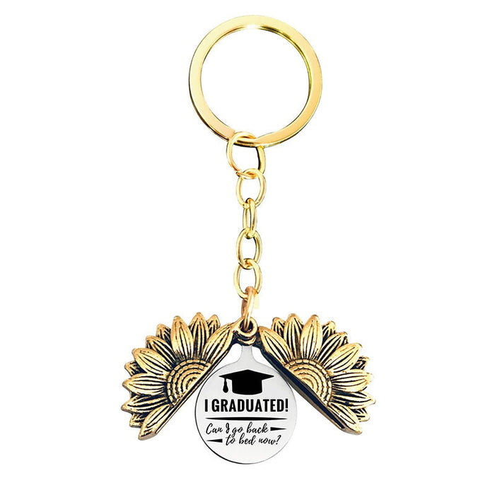 Wholesale Sunflower Graduation Season Electroplated Metal Keychain JDC-KC-GangGu019 Keychains 钢古 Wholesale Jewelry JoyasDeChina Joyas De China