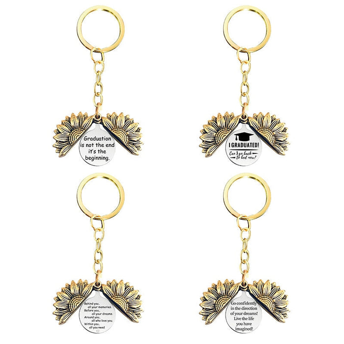 Wholesale Sunflower Graduation Season Electroplated Metal Keychain JDC-KC-GangGu019 Keychains 钢古 Wholesale Jewelry JoyasDeChina Joyas De China