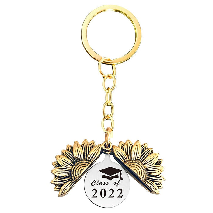 Wholesale Sunflower Graduation Season Electroplated Metal Keychain JDC-KC-GangGu019 Keychains 钢古 Wholesale Jewelry JoyasDeChina Joyas De China