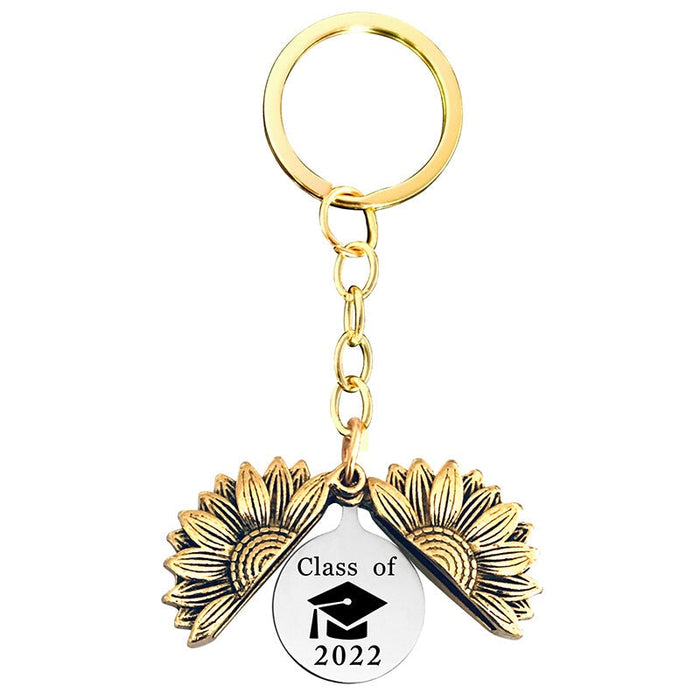 Wholesale Sunflower Graduation Season Electroplated Metal Keychain JDC-KC-GangGu019 Keychains 钢古 T00051 Wholesale Jewelry JoyasDeChina Joyas De China