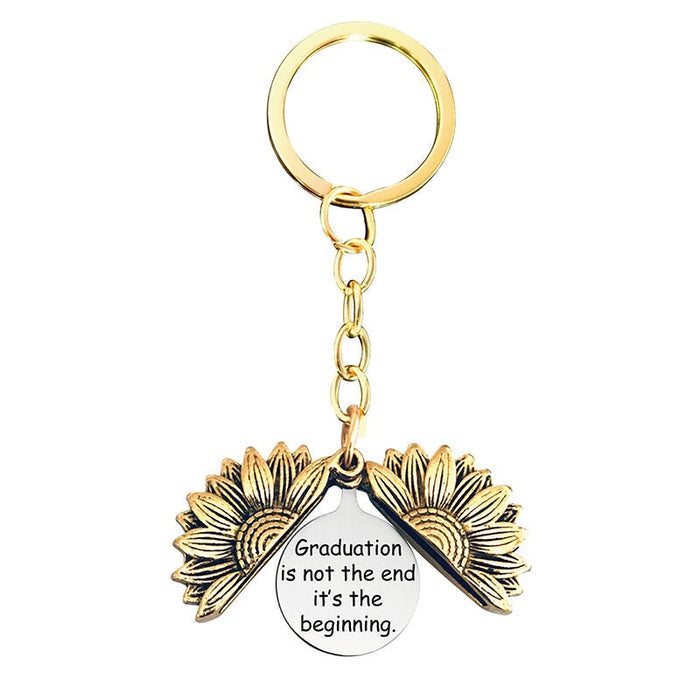 Wholesale Sunflower Graduation Season Electroplated Metal Keychain JDC-KC-GangGu019 Keychains 钢古 T00055 Wholesale Jewelry JoyasDeChina Joyas De China