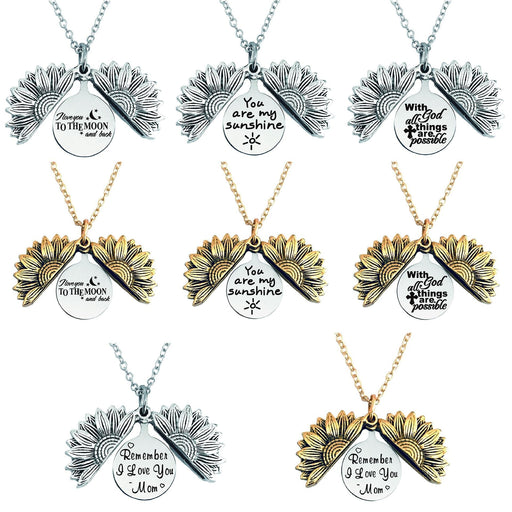 Wholesale Sunflower Open Stainless Steel Graduation Season Necklace MOQ≥2 JDC-NE-GangGu003 Necklaces 钢古 Wholesale Jewelry JoyasDeChina Joyas De China