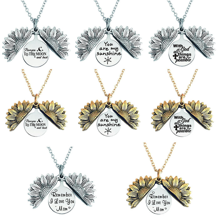 Wholesale Sunflower Open Stainless Steel Graduation Season Necklace MOQ≥2 JDC-NE-GangGu003 Necklaces 钢古 Wholesale Jewelry JoyasDeChina Joyas De China