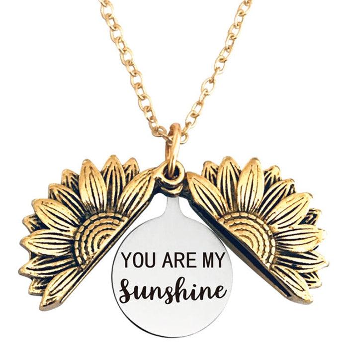 Wholesale Sunflower Open Stainless Steel Graduation Season Necklace MOQ≥2 JDC-NE-GangGu003 Necklaces 钢古 MOQ2 T00001 gold Wholesale Jewelry JoyasDeChina Joyas De China