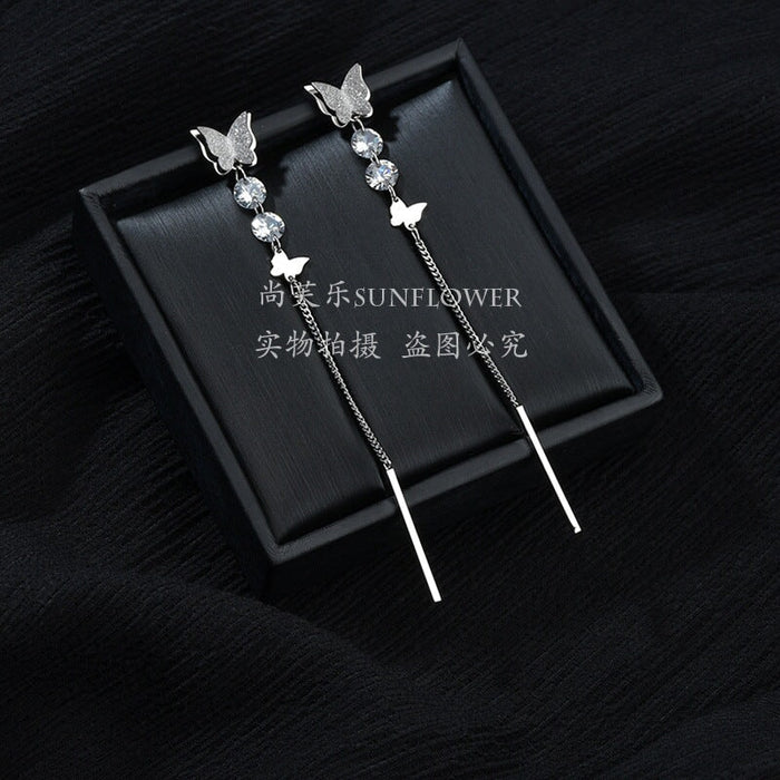 Wholesale super Fairy Butterfly minority stainless steel earrings JDC-ES-RXSFL012 Earrings 尚芙乐 SFLE162 Wholesale Jewelry JoyasDeChina Joyas De China