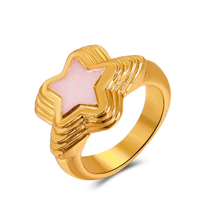 Wholesale sweet star ring JDC-RS-A412 Rings JoyasDeChina 01KC gold white. Wholesale Jewelry JoyasDeChina Joyas De China