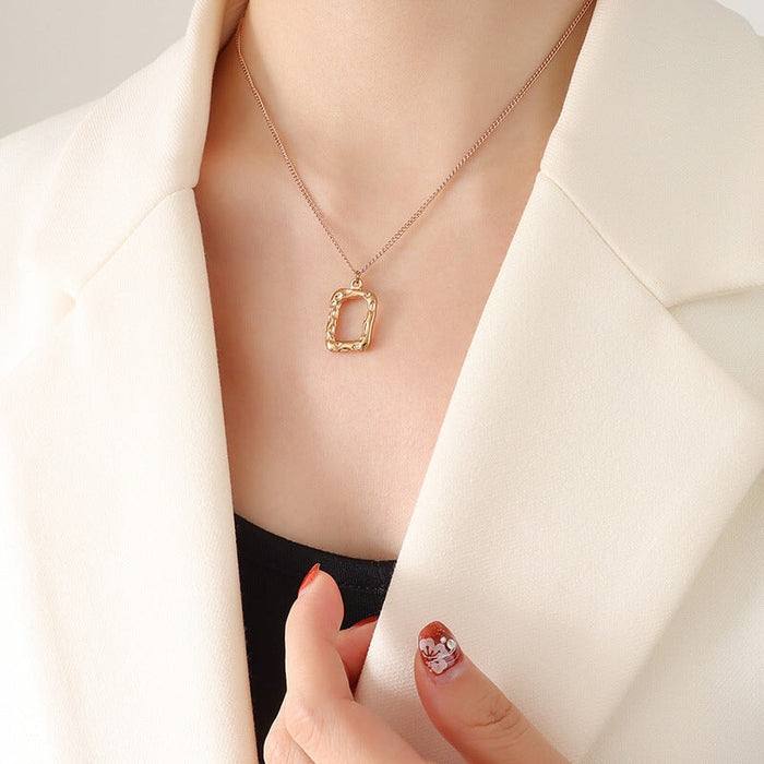 Wholesale Taoxin geometric titanium steel square clavicle chain JDC-NE-MiLi008 necklaces 谜丽 P636-steel1 Wholesale Jewelry JoyasDeChina Joyas De China