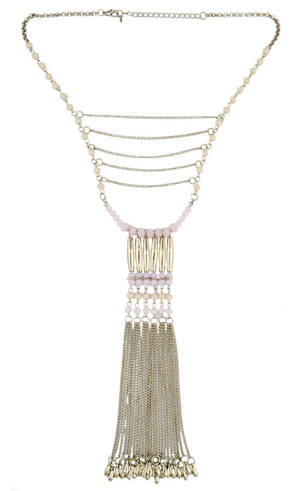 Wholesale Tassel Alloy Rice Bead Sweater Chain Necklace JDC-NE-Yunl006 Necklaces 云罗 pink Wholesale Jewelry JoyasDeChina Joyas De China