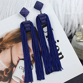 Wholesale Tassel earrings JDC-ES-ZhnaY019 Earrings 展言 Dark blue Wholesale Jewelry JoyasDeChina Joyas De China