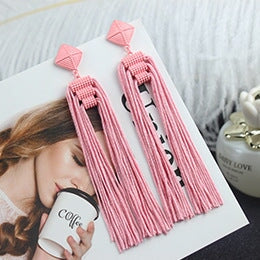 Wholesale Tassel earrings JDC-ES-ZhnaY019 Earrings 展言 Dark pink Wholesale Jewelry JoyasDeChina Joyas De China