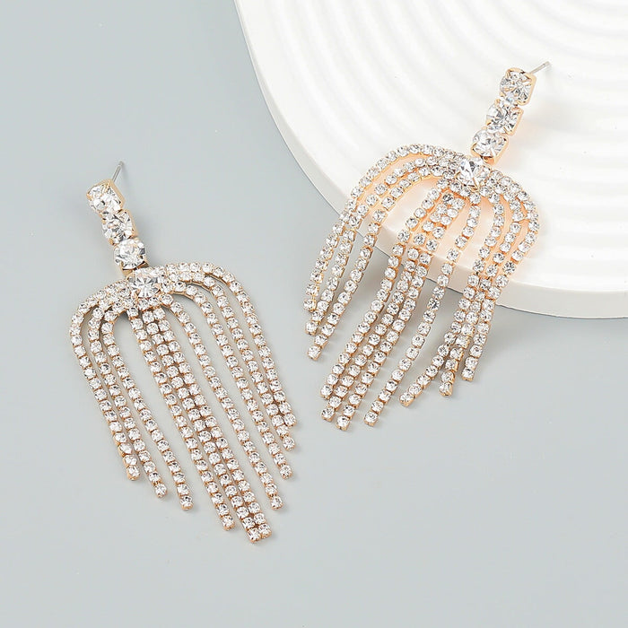 Wholesale tassel palm tree shape diamond set alloy earrings JDC-ES-JL947 Earrings 氿乐 Wholesale Jewelry JoyasDeChina Joyas De China