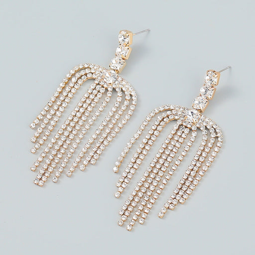Wholesale tassel palm tree shape diamond set alloy earrings JDC-ES-JL947 Earrings 氿乐 Wholesale Jewelry JoyasDeChina Joyas De China