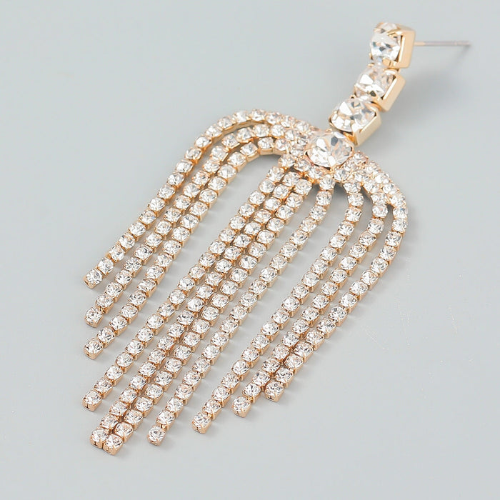 Wholesale tassel palm tree shape diamond set alloy earrings JDC-ES-JL947 Earrings 氿乐 Wholesale Jewelry JoyasDeChina Joyas De China