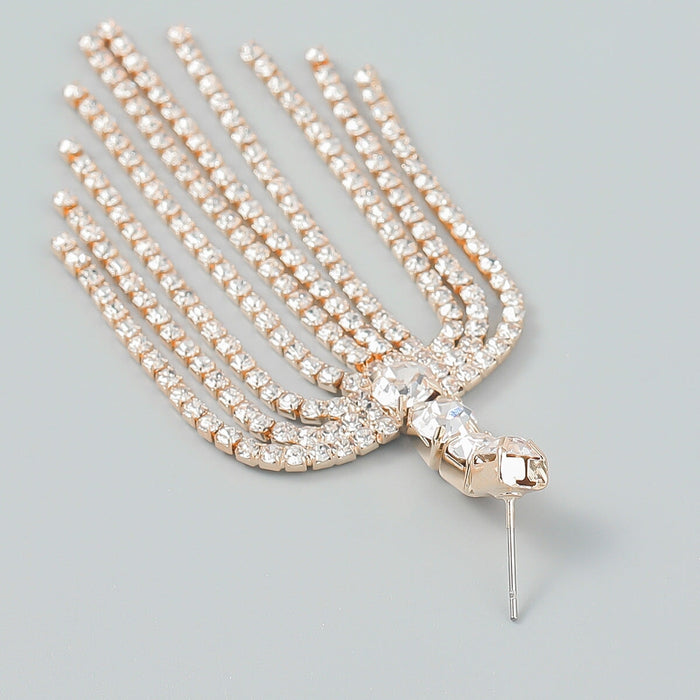 Wholesale tassel palm tree shape diamond set alloy earrings JDC-ES-JL947 Earrings 氿乐 Wholesale Jewelry JoyasDeChina Joyas De China