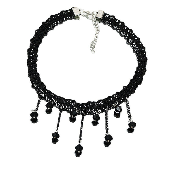 Wholesale Tassel Polyester Crystal Necklace JDC-NE-JX043 Necklaces 锦希 black Wholesale Jewelry JoyasDeChina Joyas De China