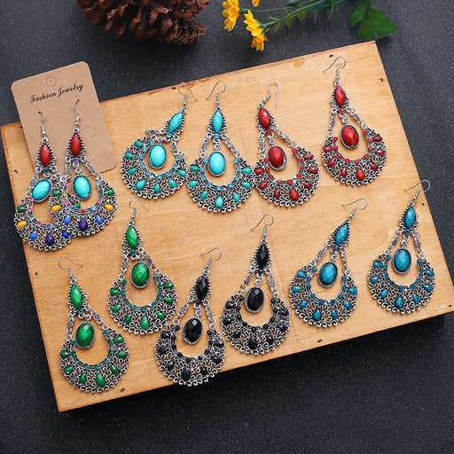 Wholesale Teardrop Scalloped Rhinestone Alloy Metal Earrings JDC-ES-Daiq018 Earrings 黛茜 Wholesale Jewelry JoyasDeChina Joyas De China