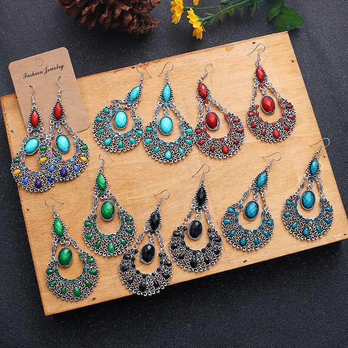 Wholesale Teardrop Scalloped Rhinestone Alloy Metal Earrings JDC-ES-Daiq018 Earrings 黛茜 Wholesale Jewelry JoyasDeChina Joyas De China
