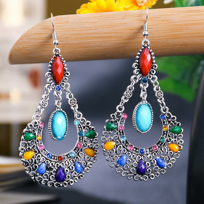 Wholesale Teardrop Scalloped Rhinestone Alloy Metal Earrings JDC-ES-Daiq018 Earrings 黛茜 Wholesale Jewelry JoyasDeChina Joyas De China