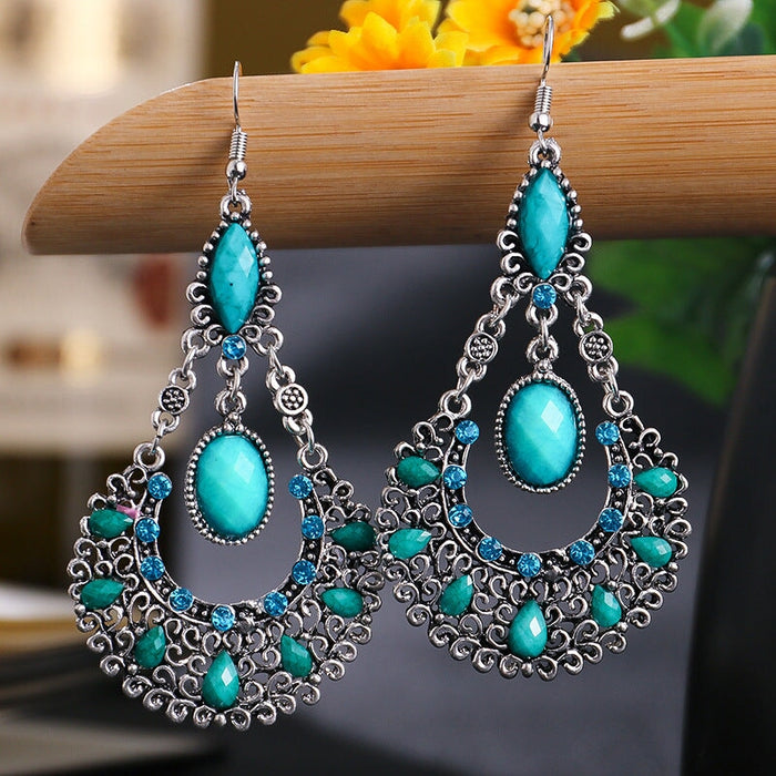 Wholesale Teardrop Scalloped Rhinestone Alloy Metal Earrings JDC-ES-Daiq018 Earrings 黛茜 Wholesale Jewelry JoyasDeChina Joyas De China