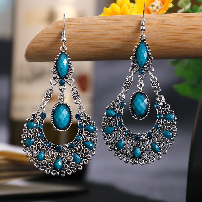 Wholesale Teardrop Scalloped Rhinestone Alloy Metal Earrings JDC-ES-Daiq018 Earrings 黛茜 Dc1699-3 Moran Wholesale Jewelry JoyasDeChina Joyas De China