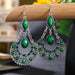 Wholesale Teardrop Scalloped Rhinestone Alloy Metal Earrings JDC-ES-Daiq018 Earrings 黛茜 DC1699-4 green Wholesale Jewelry JoyasDeChina Joyas De China