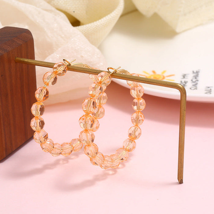 Wholesale temperament versatile fan-shaped earrings earrings JDC-ES-KQ078 Earrings JoyasDeChina Light pink KC gold Wholesale Jewelry JoyasDeChina Joyas De China