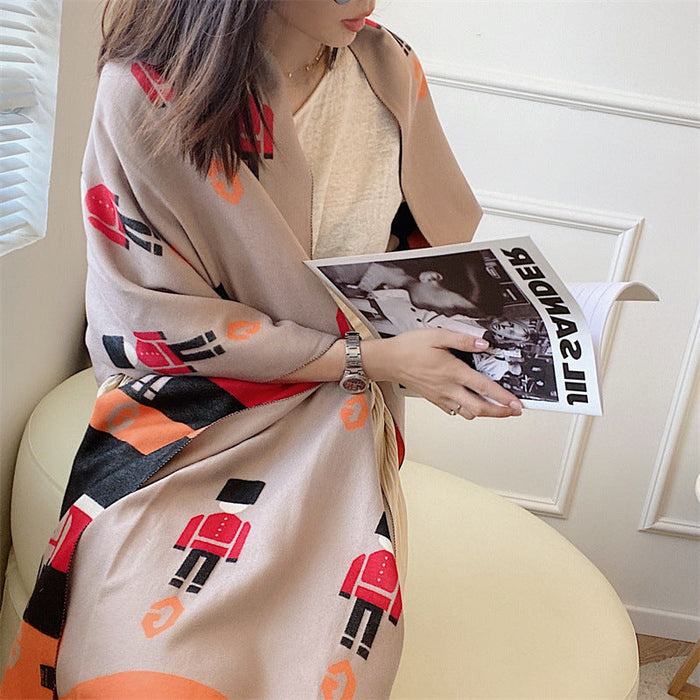 Wholesale thick scarf JDC-SF-SL029 scarf JoyasDeChina Grey pink 180cm Wholesale Jewelry JoyasDeChina Joyas De China