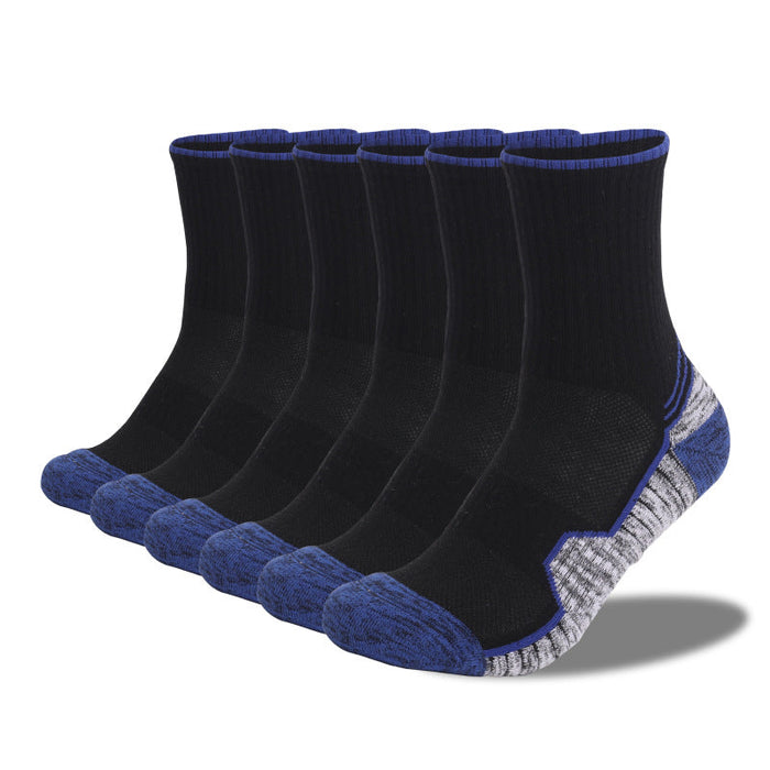 Wholesale Thickened outdoor mid-tube sports socks JDC-SK-LZL011 Sock 两只狼 6 pairs of blue 35-38 Wholesale Jewelry JoyasDeChina Joyas De China