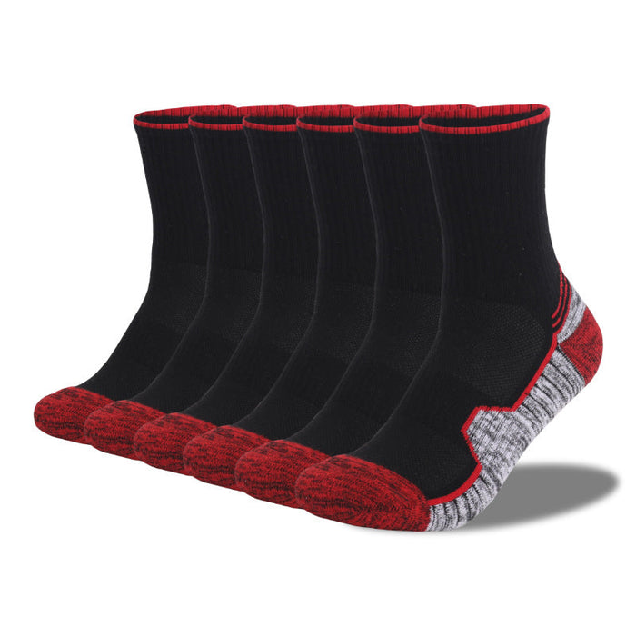 Wholesale Thickened outdoor mid-tube sports socks JDC-SK-LZL011 Sock 两只狼 6 pairs of red 35-38 Wholesale Jewelry JoyasDeChina Joyas De China