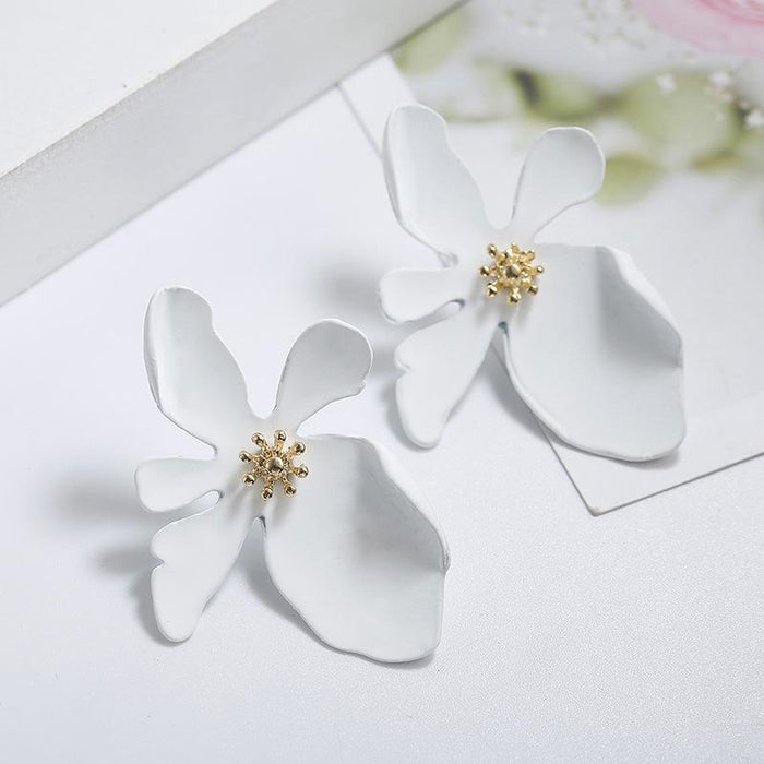 Wholesale three-dimensional flower petal earrings JDC-ES-b046 earrings JoyasDeChina white Wholesale Jewelry JoyasDeChina Joyas De China