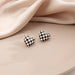 Wholesale three-dimensional peach checkerboard checkerboard alloy stud earrings JDC-ES-F002 Earrings 韩之尚 Wholesale Jewelry JoyasDeChina Joyas De China