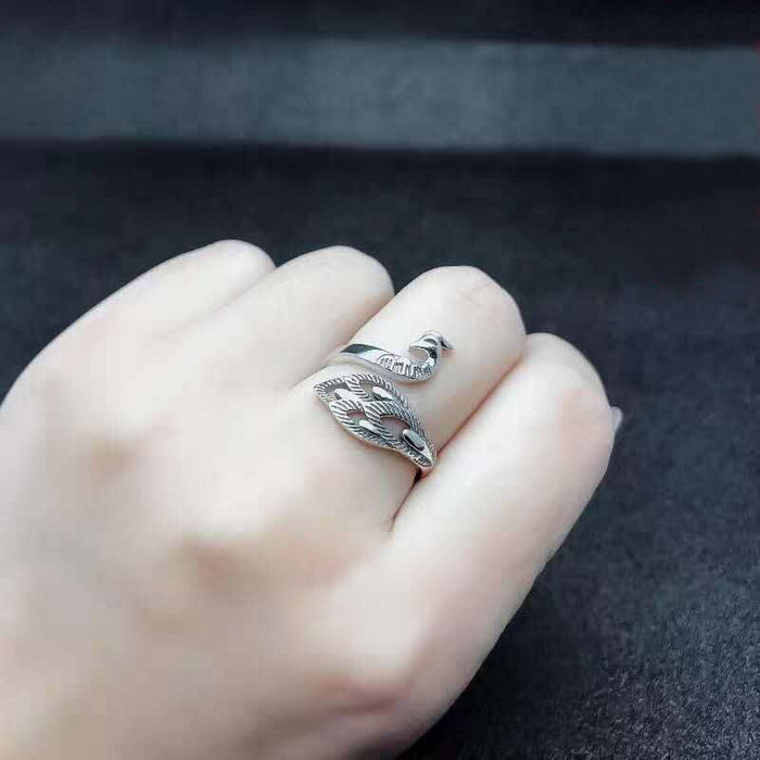 Wholesale three-dimensional peacock Thai silver opening ring JDC-RS-NS005 Rings 尼森 Wholesale Jewelry JoyasDeChina Joyas De China