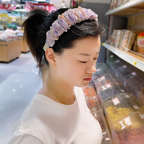 Wholesale tie-dye fabric fold pearl headband JDC-HD-O203 Headband JoyasDeChina Wholesale Jewelry JoyasDeChina Joyas De China