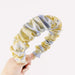 Wholesale tie-dye fabric fold pearl headband JDC-HD-O203 Headband JoyasDeChina Yellow tie-dyed pleated pearl hair hoops Wholesale Jewelry JoyasDeChina Joyas De China