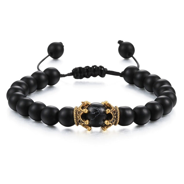 Wholesale Tiger Eye Stone Crown Natural Stone Beaded Bracelet JDC-BT-JiuJ019 Bracelet 九江 black Wholesale Jewelry JoyasDeChina Joyas De China