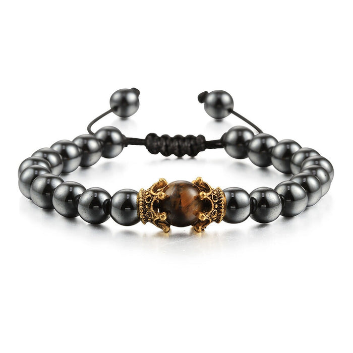 Wholesale Tiger Eye Stone Crown Natural Stone Beaded Bracelet JDC-BT-JiuJ019 Bracelet 九江 heidanshi Wholesale Jewelry JoyasDeChina Joyas De China