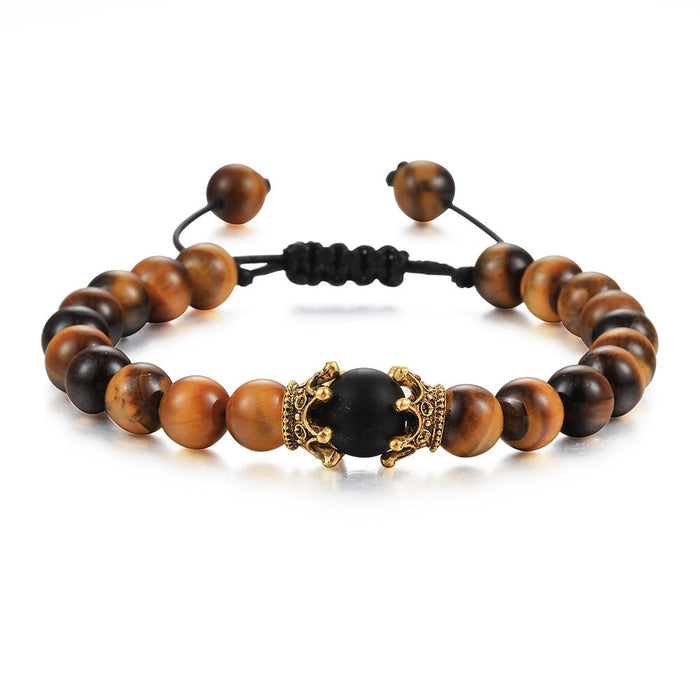 Wholesale Tiger Eye Stone Crown Natural Stone Beaded Bracelet JDC-BT-JiuJ019 Bracelet 九江 huyan Wholesale Jewelry JoyasDeChina Joyas De China
