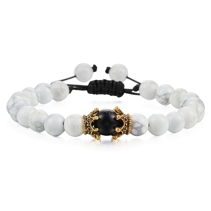 Wholesale Tiger Eye Stone Crown Natural Stone Beaded Bracelet JDC-BT-JiuJ019 Bracelet 九江 white Wholesale Jewelry JoyasDeChina Joyas De China