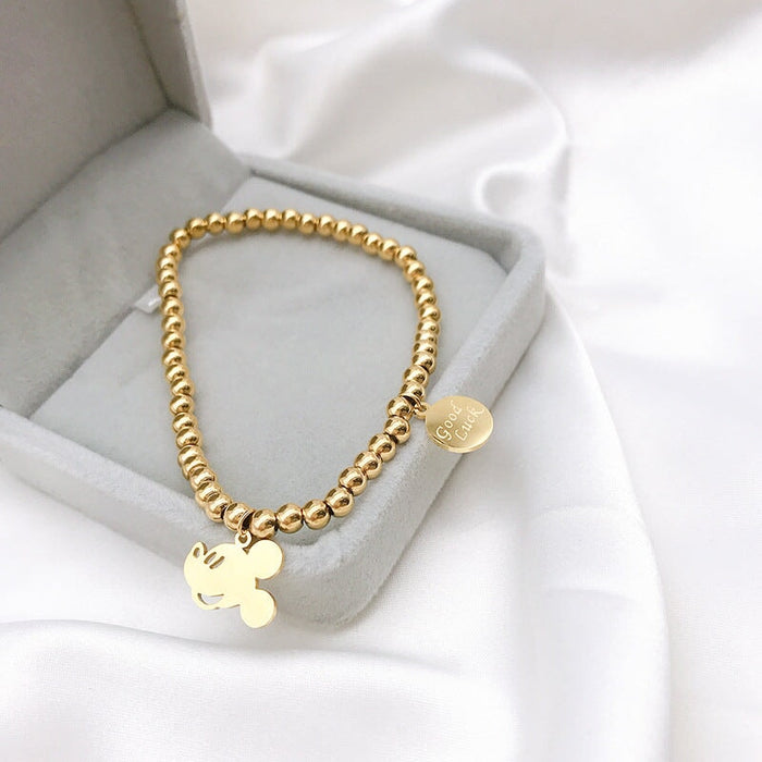 Wholesale titanium steel beaded elastic bracelet JDC-BT-Kaic001 Bracelet 凯翠 golden Wholesale Jewelry JoyasDeChina Joyas De China