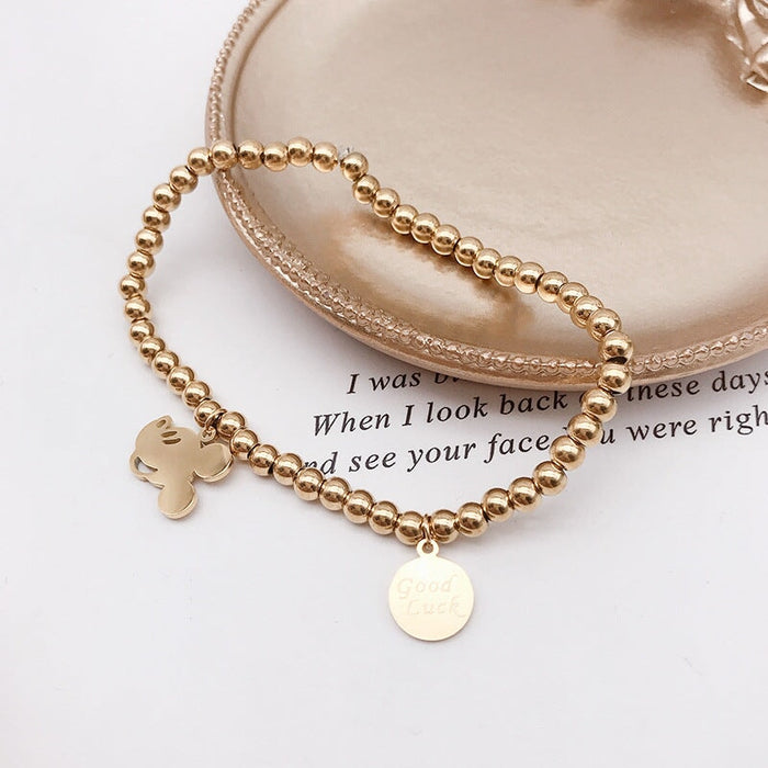 Wholesale titanium steel beaded elastic bracelet JDC-BT-Kaic001 Bracelet 凯翠 Rose Gold Wholesale Jewelry JoyasDeChina Joyas De China