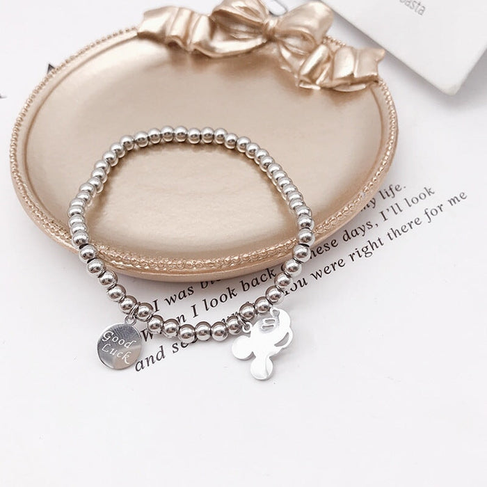 Wholesale titanium steel beaded elastic bracelet JDC-BT-Kaic001 Bracelet 凯翠 Silver Wholesale Jewelry JoyasDeChina Joyas De China